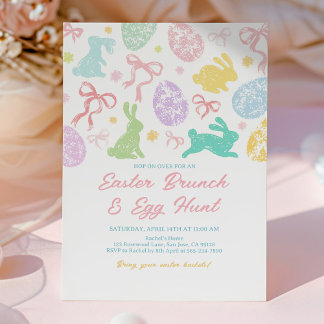 Spring Easter Invitation, Hand-Drawn Bunny Invitation