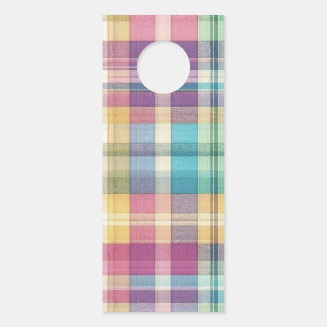 Spring/Easter pastel plaid/tartan  Door Hanger (Front)