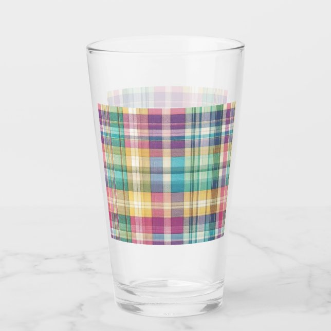 Spring/Easter pastel plaid/tartan  Glass (Front)