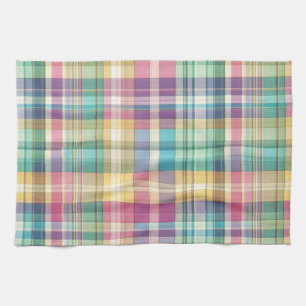 Spring/Easter pastel plaid/tartan  Kitchen Towel