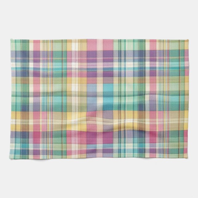 Spring/Easter pastel plaid/tartan  Kitchen Towel (Horizontal)