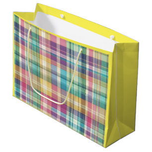 Spring/Easter pastel plaid/tartan  Large Gift Bag