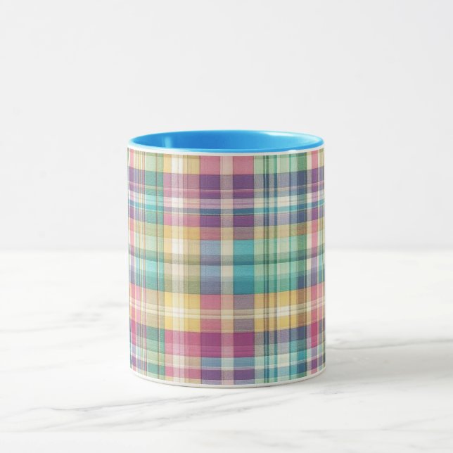 Spring/Easter pastel plaid/tartan  Mug (Center)