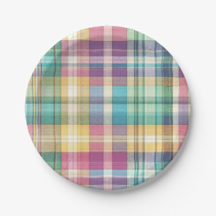 Spring/Easter pastel plaid/tartan  Paper Plate