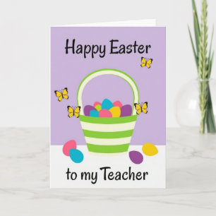 Spring Eggs Basket Happy Card