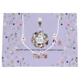 Spring Eggs Bunny Wildflowers Personalized Easter Large Gift Bag