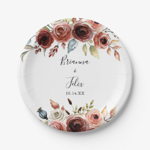 Spring Elegant Floral Wedding Cake Paper Plate