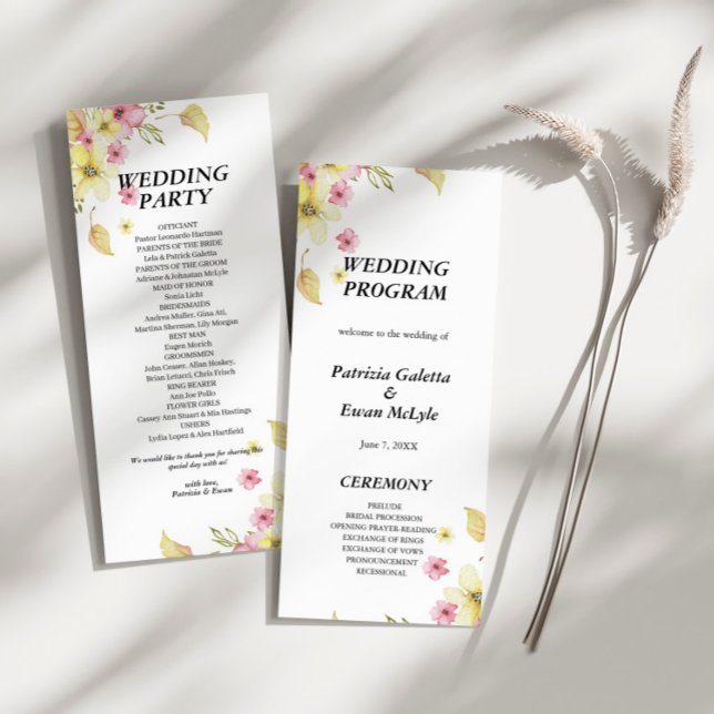 Spring Élégant Mariage floral programme plat (Créateur téléchargé)