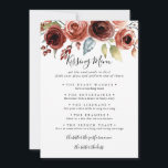 Spring Elegant Wedding Kissing Menu Game Card<br><div class="desc">This spring elegant wedding kissing menu game card is perfect for a simple wedding reception. The design features Pink,  blush,  red,  blue and burgundy hand-painted beautiful flowers coupled with green foliage.</div>