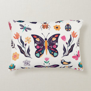 Spring Elements Butterflies Birds Flowers Accent Pillow
