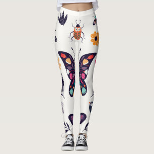 Spring Elements Butterflies Birds Flowers Leggings