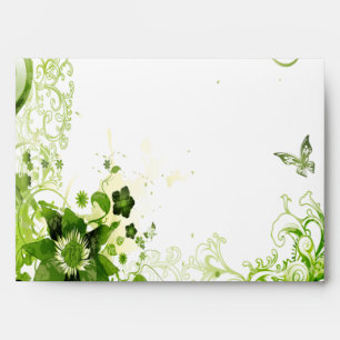 Spring Emerald Green Floral Envelope