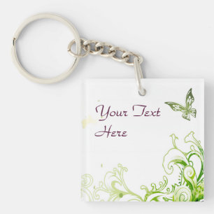 Spring Emerald Green Floral Keychain