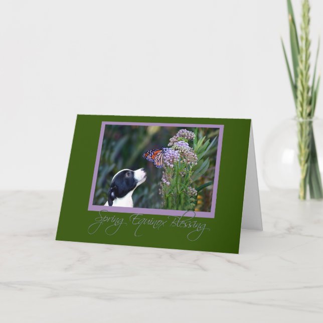 Spring Equinox Card Butterfly and Puppy Ostara (Front)