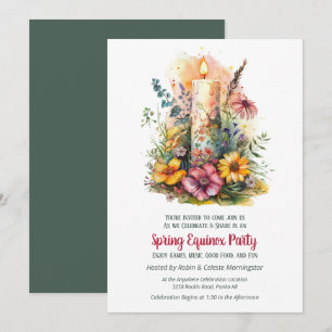 Spring Equinox Party Wildflowers & Candle Sabbat Invitation