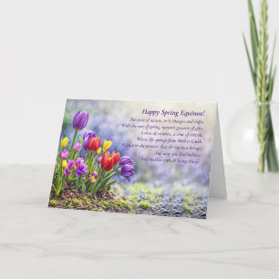 Spring Equinox with Pretty Colourful Tulips Poem Card