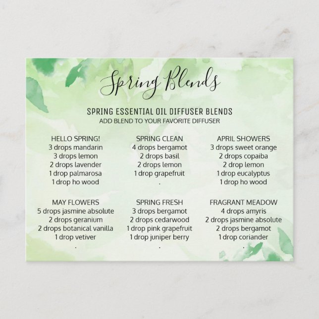 Spring Essential Oils Blends Flower Post Card (Front)