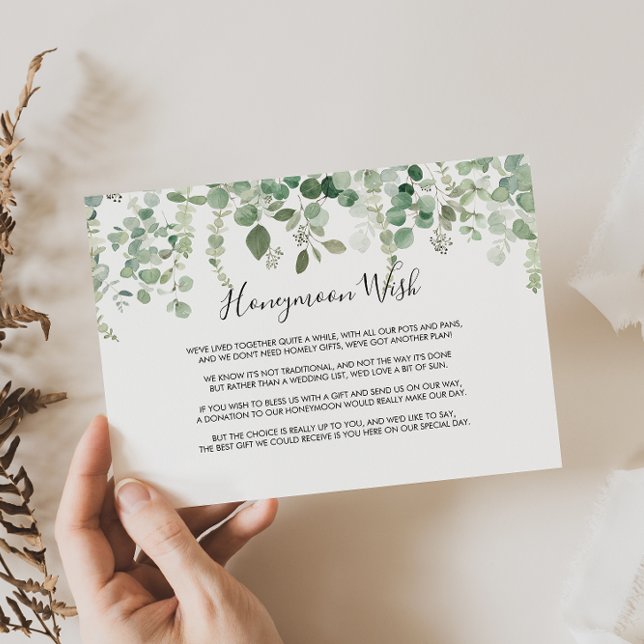 Spring Eucalyptus Greenery Honeymoon Wish Enclosure Card (Creator Uploaded)