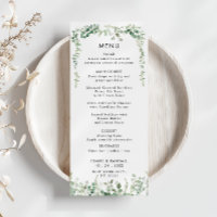 Spring Eucalyptus Greenery Wedding Flat Menu