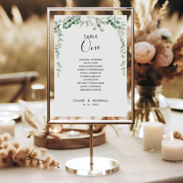 Spring Eucalyptus Table Number 1 Seating Chart (Creator Uploaded)