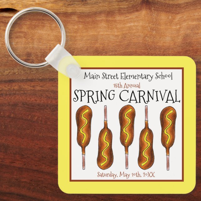 Spring Fair Carnival Festival Corn Dog Corndog Keychain (Front)
