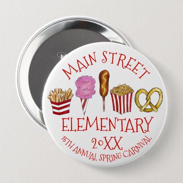 Spring Fair Carnival Festival Corndog Ice Cream 4 Inch Round Button (Front & Back)