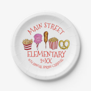 Spring Fair Carnival Festival Corndog Ice Cream Paper Plate
