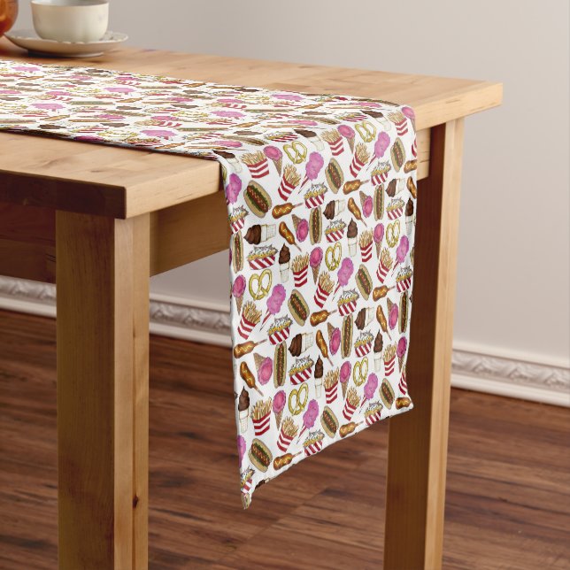 Spring Fair Carnival Festival Foods Corndog Nachos Short Table Runner (In Situ)