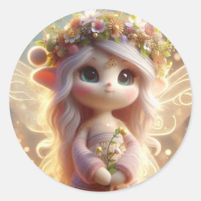Spring Fairy Classic Round Sticker (Front)