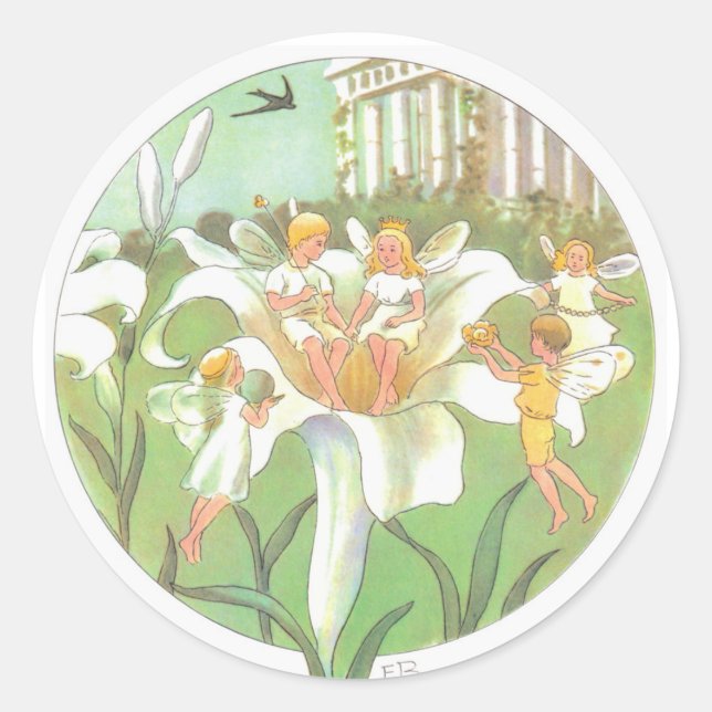 Spring Fairy Flower Party Classic Round Sticker (Front)