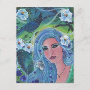 Spring fairy moonflower art by Renee Lavoie  Postcard