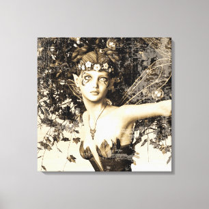 Spring Fairy Woodland Vintage Photo Fantasy Art Canvas Print