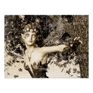 Spring Fairy Woodland Vintage Photo Fantasy Art Poster