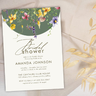Spring Fall Boho Wildflowers Bridal Shower Invitation