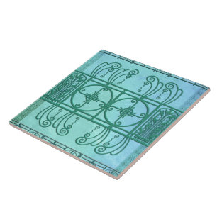 SPRING FANCY ART DECO: ELEGANT AQUA TILE