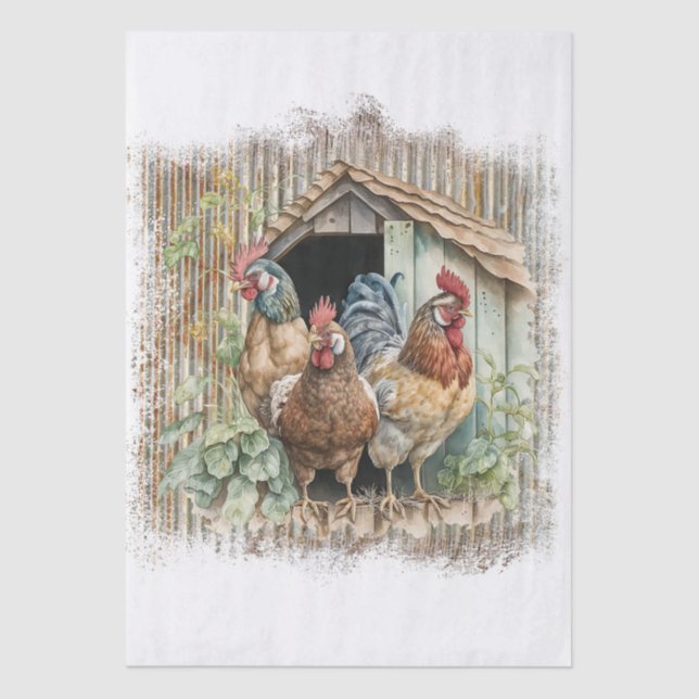 Spring Farm Chickens Tissue Paper (Front)
