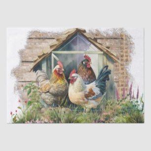 Spring Farm Rooster Watercolor Tissue Paper