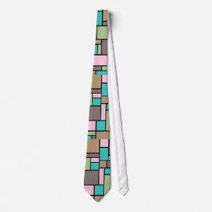 Spring Fashion colour Abstract Rectangle  pattern Tie