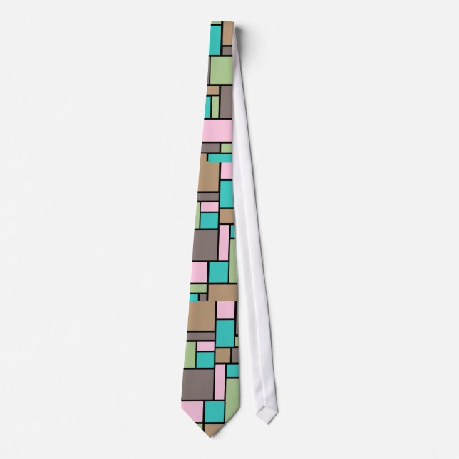 Spring Fashion colour Abstract Rectangle  pattern Tie (Front)