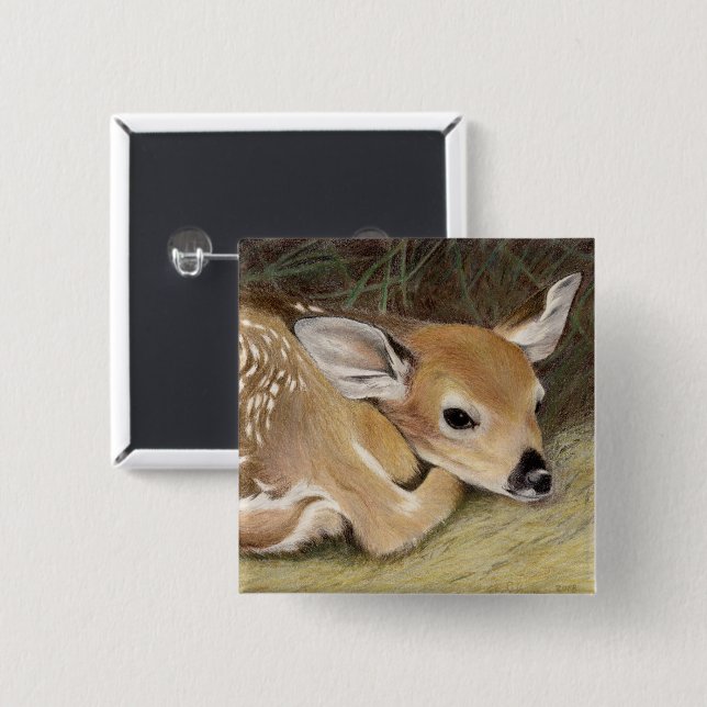 Spring Fawn 2 Inch Square Button (Front & Back)