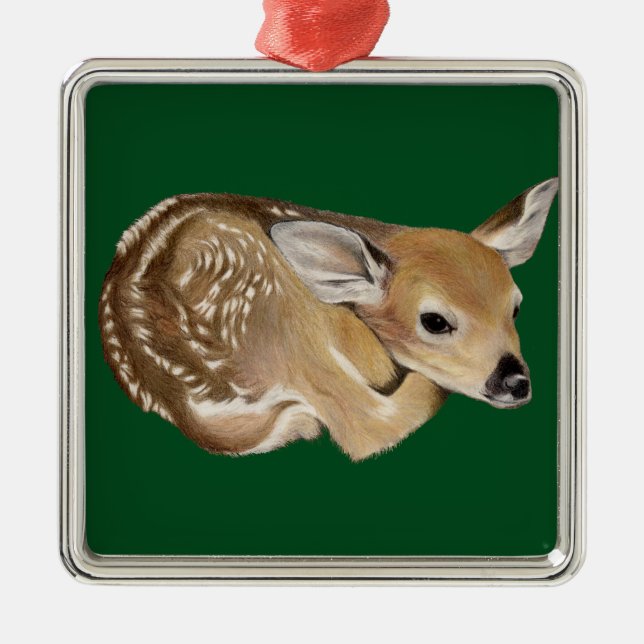 Spring Fawn Metal Ornament (Front)