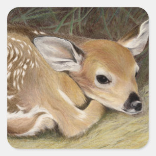 Spring Fawn Square Sticker