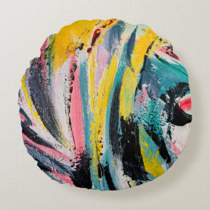 Spring Festival. Multicolored texture painting. Ab Round Pillow