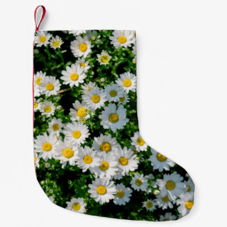 Spring field of daisies background small christmas stocking