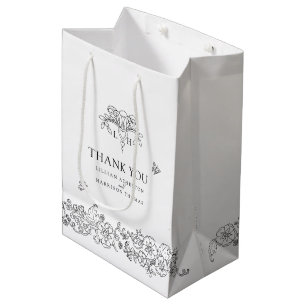Spring fleur de lis elegant mono wedding thank you medium gift bag