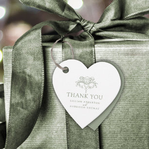 Spring fleur de lis elegant sage wedding thank you favour tags