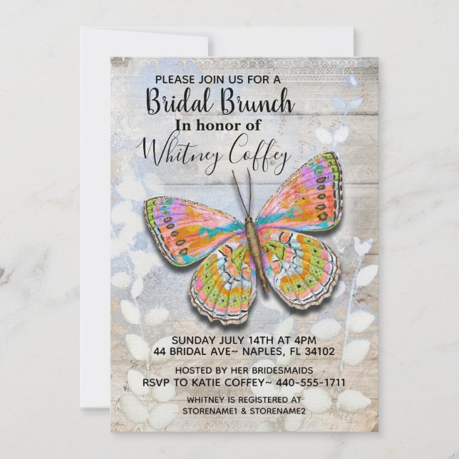 Spring Fling Butterfly Bridal Brunch Invitation (Front)