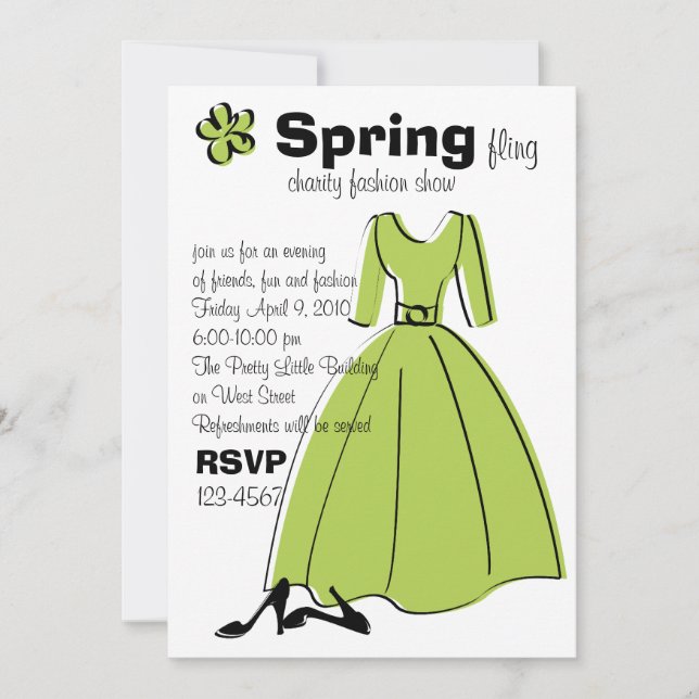 Spring Fling Fashion Illustration Invitation (Front)