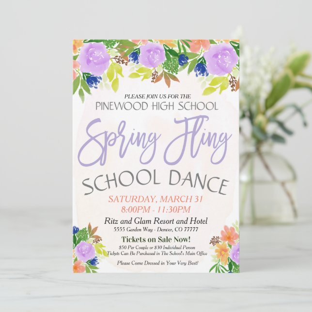 Spring Fling School Dance Invitation (Standing Front)
