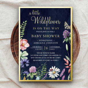 Spring Floral A Little Wildflower Baby Shower Gold